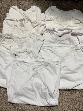 Youth white undershirts - Hanes size Large - 9 shirts total